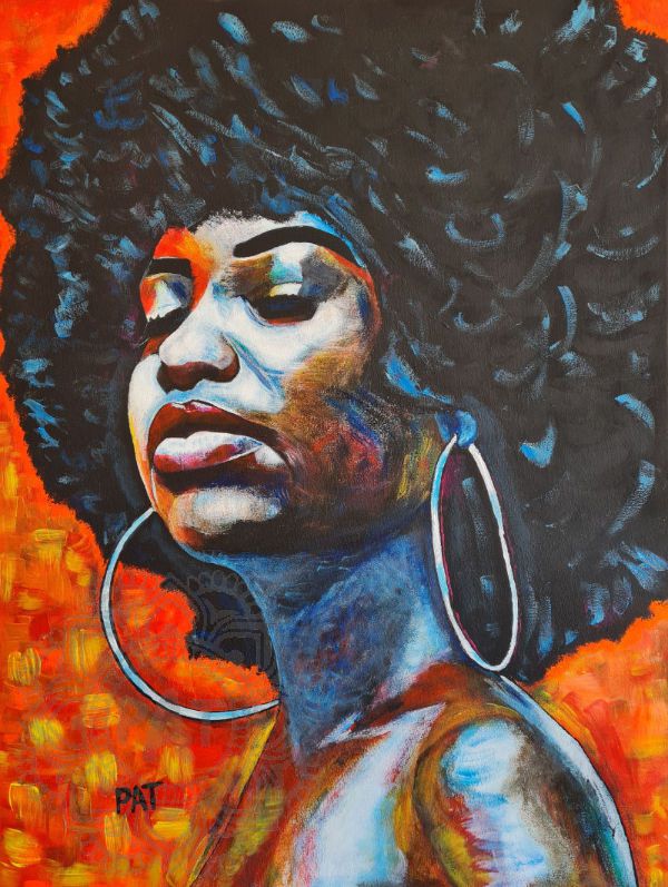 FIRE IN MY HEART - African Woman painting - Patricia Leona Art