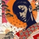 fine art print japanese woman kimono orange sun floral composition