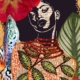 fine art print black woman with leaves earthy tones abstract portrait