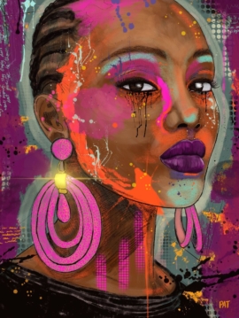 fine art print black woman colorful expressive portrait modern style