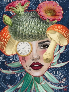 fine art print surreal woman portrait flowers layered composition