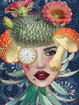 fine art print surreal woman portrait flowers layered composition