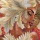 fine art print black woman feathers gold tones elegant portrait