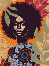 fine art print black woman portrait warm sun glow abstract background