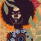 fine art print black woman portrait warm sun glow abstract background