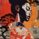 fine art print japanese woman profile shadow warm tones tree background