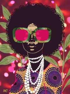 fine art print black woman sunglasses colorful modern portrait