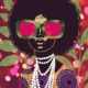 fine art print black woman sunglasses colorful modern portrait