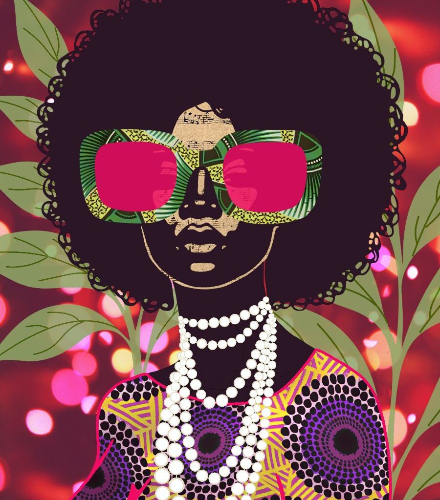 fine art print black woman sunglasses colorful modern portrait