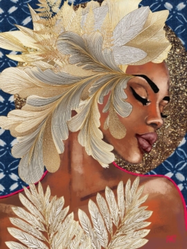 fine art print black woman feathers dark tones powerful portrait