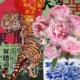 fine art print blue vase flowers tiger porcelain bold composition